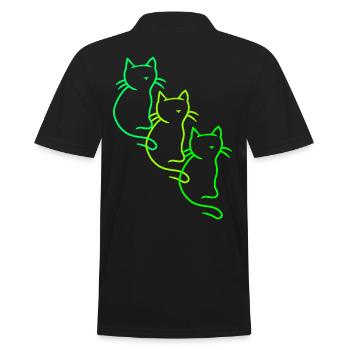 80s 90s Retro Vintage Cats Cat Kitten - Men's Polo Shirt - black - Back - Kai (181cm)