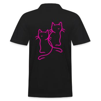 80er 90er Retro Vintage Katzen Katze Kätzchen - Männer Poloshirt - Schwarz - Hinten - Kai (181cm)