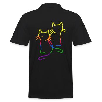 années 80 années 90 Rétro Chats Arc-en-ciel Chat LGBT - Polo Homme - noir - Dos - Kai (181cm)