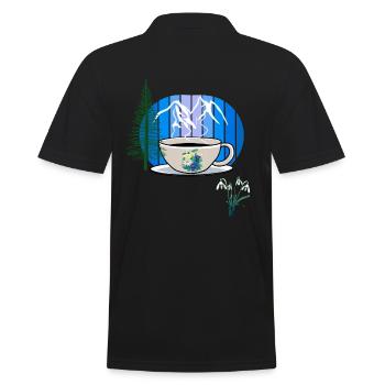 80s 90s Retro Coffee Mug Austria Tyrol Alps - Men's Polo Shirt - black - Back - Kai (181cm)