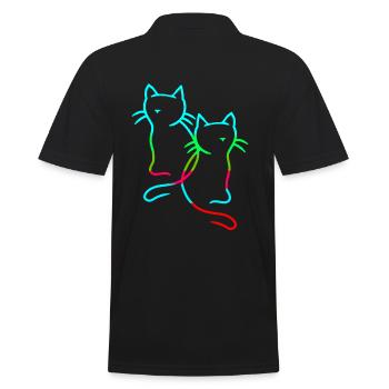 80er 90edr Rretro Vintage Katzen Katze Kätzchen - Männer Poloshirt - Schwarz - Hinten - Kai (181cm)