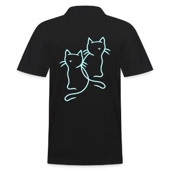80er 90er Katzen Retro Vintage Katze - Männer Poloshirt - Schwarz - Hinten - Kai (181cm)