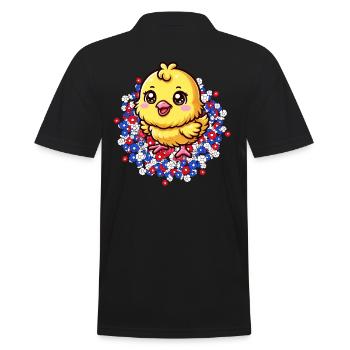 Blumen Küken Blume - Männer Poloshirt - Schwarz - Hinten - Kai (181cm)