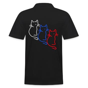 80s 90s Retro Cats Cat Vintage - Men's Polo Shirt - black - Back - Kai (181cm)