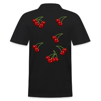 80s 90s Cherry Fruit Fruit Fruit - Men's Polo Shirt - black - Back - Kai (181cm)