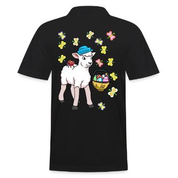 80s Easter Sheep Sheep Easter Eggs Lamb Kids - Men's Polo Shirt - black - Back - Kai (181cm)