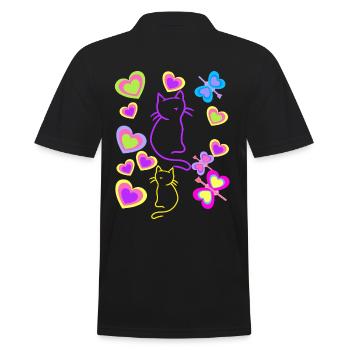 Old School Cats Cat 80s Retro Kids Child - Men's Polo Shirt - black - Back - Kai (181cm)