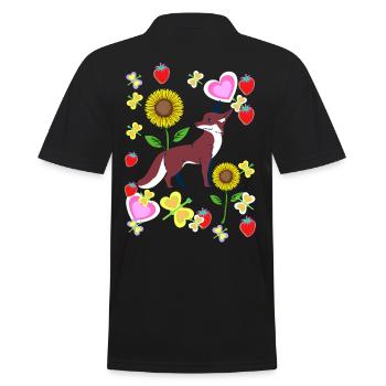 80s Retro Fox Foxes Kids Child Summer - Men's Polo Shirt - black - Back - Kai (181cm)