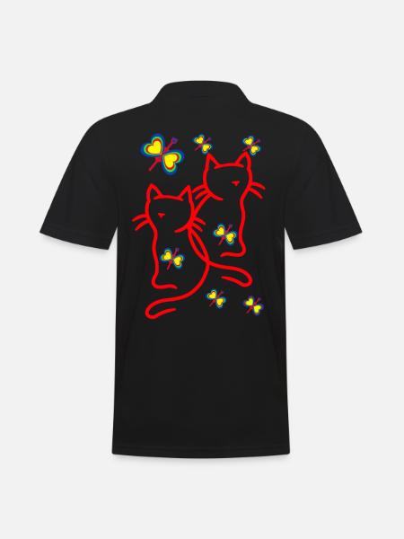 80s 90s Cats Kids Child - Men's Polo Shirt - black