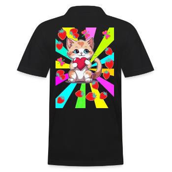 des années 80 Teen Été Fraise Chat Chats Enfant Coeur - Polo Homme - noir - Dos - Kai (181cm)