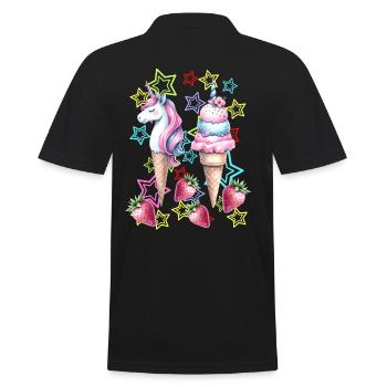 80er Eis Eiskrem Eiscrem Teenie Mädchen Einhorn - Männer Poloshirt - Schwarz - Hinten - Kai (181cm)