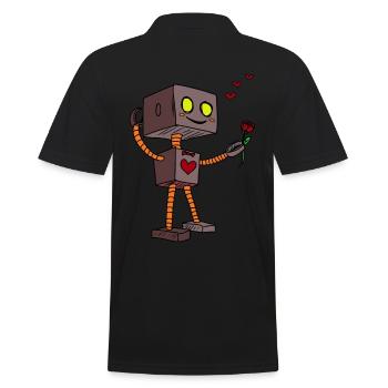 Roboter Liebe Valentin Romantik Fantasy Kinder - Männer Poloshirt - Schwarz - Hinten - Kai (181cm)