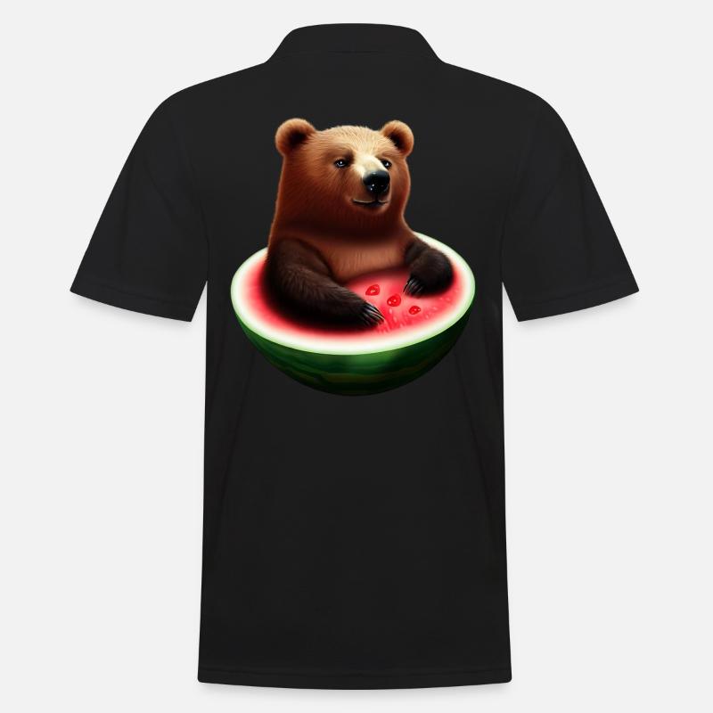 Bär in einer Wassermelone - Männer Poloshirt - Schwarz
