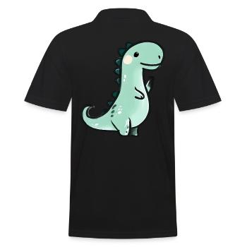 Niedlicher Buntstift Dinosaurier - Männer Poloshirt - Schwarz - Hinten - Kai (181cm)