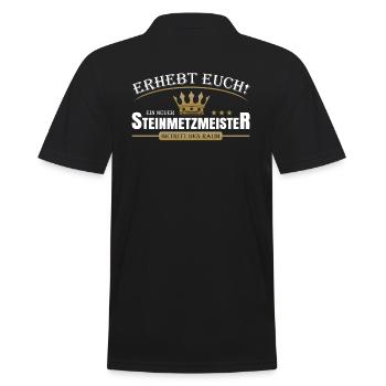 Steinmetzmeister - Männer Poloshirt - Schwarz - Hinten - Kai (181cm)