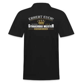 Straßenbau Meister - Männer Poloshirt - Schwarz - Hinten - Kai (181cm)