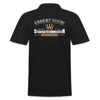 Stuckateurmeister - Männer Poloshirt - Schwarz - Hinten - Kai (181cm)