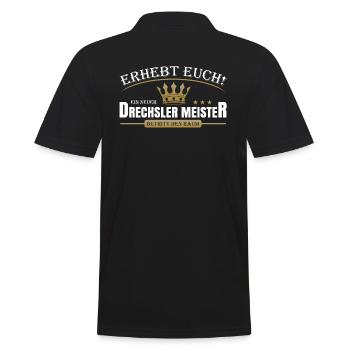 Drechsler Meister - Männer Poloshirt - Schwarz - Hinten - Kai (181cm)