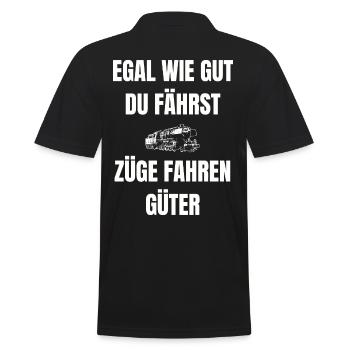Lustiger Zug Spruch - Männer Poloshirt - Schwarz - Hinten - Kai (181cm)