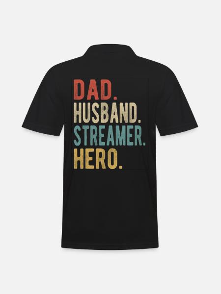 Streamer Papa Ehemann Held - Männer Poloshirt - Schwarz