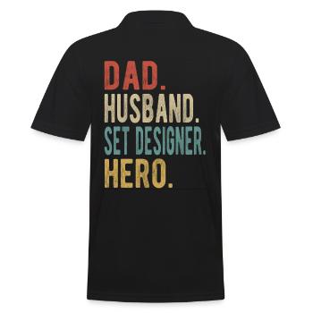 Décors Papa Husband Hero - Polo Homme - noir - Dos - Kai (181cm)