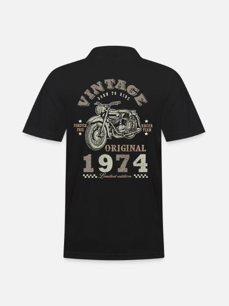 Motard Né 1974 anniversaire 1974 moto - Polo Homme - noir