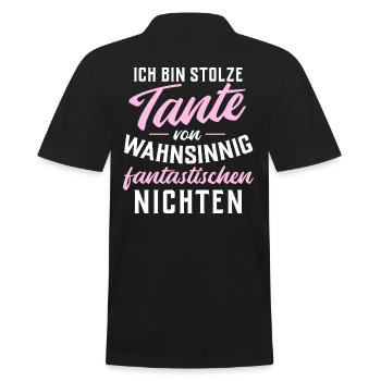 Stolze Tante von wahnsinnig fantastischen Nichten - Männer Poloshirt - Schwarz - Hinten - Kai (181cm)