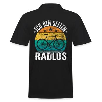 Ich bin selten Radlos - lustiger Spruch - Männer Poloshirt - Schwarz - Hinten - Kai (181cm)