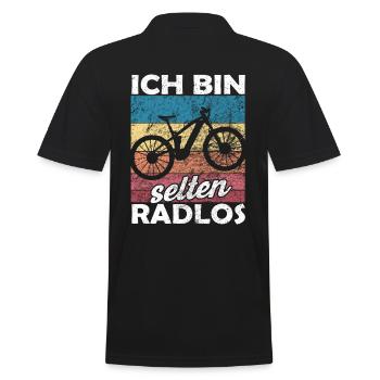 Ich bin selten Radlos - lustiger Spruch - Männer Poloshirt - Schwarz - Hinten - Kai (181cm)