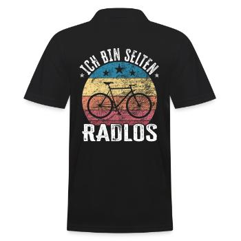 Ich bin selten Radlos - lustiger Spruch - Männer Poloshirt - Schwarz - Hinten - Kai (181cm)