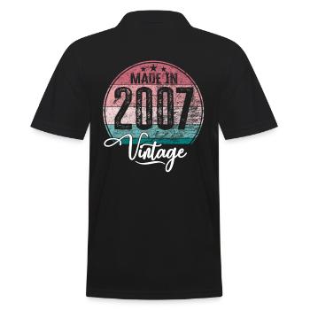 Vintage Made in 2007 Geburtsjahr 2007 Geburtstag - Männer Poloshirt - Schwarz - Hinten - Kai (181cm)