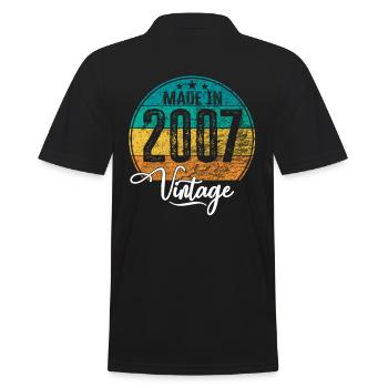 Vintage Made in 2007 Geburtsjahr 2007 Geburtstag - Männer Poloshirt - Schwarz - Hinten - Kai (181cm)