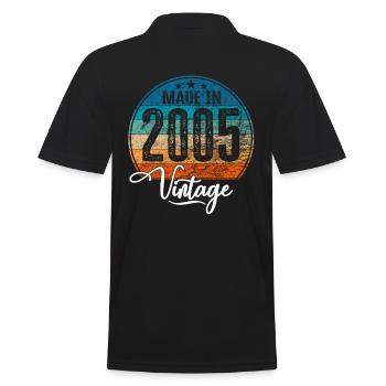Vintage Made in 2005 Geburtsjahr 2005 Geburtstag - Männer Poloshirt - Schwarz - Hinten - Kai (181cm)