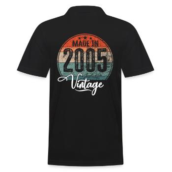 Vintage Made in 2005 Geburtsjahr 2005 Geburtstag - Männer Poloshirt - Schwarz - Hinten - Kai (181cm)