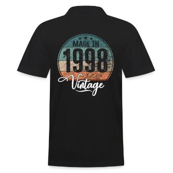 Vintage Made in 1998 Year of birth 1998 Birthday - Men's Polo Shirt - black - Back - Kai (181cm)