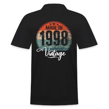 Vintage Made in 1998 Year of birth 1998 Birthday - Men's Polo Shirt - black - Back - Kai (181cm)