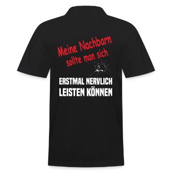 Lustiger Nachbar Spruch - Männer Poloshirt - Schwarz - Hinten - Kai (181cm)