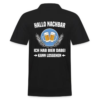 Nachbar Nachbarschaft Bierspruch - Männer Poloshirt - Schwarz - Hinten - Kai (181cm)