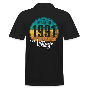Vintage Made in 1991 Geburtsjahr 1991 Geburtstag - Männer Poloshirt - Schwarz - Hinten - Kai (181cm)