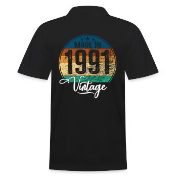 Vintage Made in 1991 Geburtsjahr 1991 Geburtstag - Männer Poloshirt - Schwarz - Hinten - Kai (181cm)