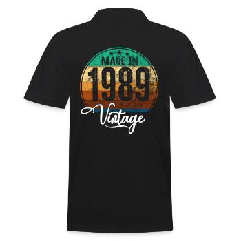 Vintage Made in 1989 Year of Birth 1989 Birthday - Men's Polo Shirt - black - Back - Kai (181cm)