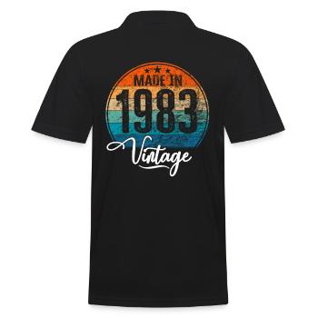 Vintage Made in 1983 Geburtsjahr 1983 Geburtstag - Männer Poloshirt - Schwarz - Hinten - Kai (181cm)