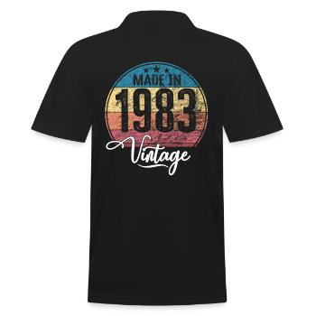 Vintage Made in 1983 Geburtsjahr 1983 Geburtstag - Männer Poloshirt - Schwarz - Hinten - Kai (181cm)