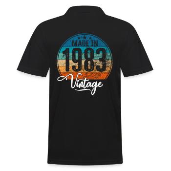 Vintage Made in 1983 Geburtsjahr 1983 Geburtstag - Männer Poloshirt - Schwarz - Hinten - Kai (181cm)