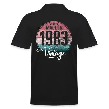 Vintage Made in 1983 Geburtsjahr 1983 Geburtstag - Männer Poloshirt - Schwarz - Hinten - Kai (181cm)