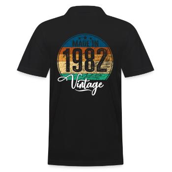 Vintage Made in 1982 Geburtsjahr 1982 Geburtstag - Männer Poloshirt - Schwarz - Hinten - Kai (181cm)