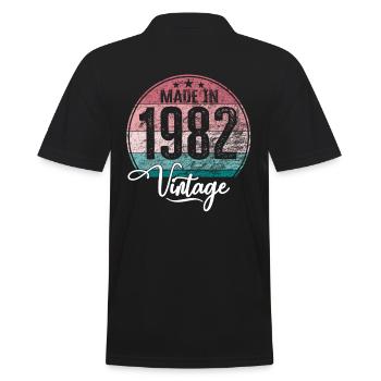 Vintage Made in 1982 Geburtsjahr 1982 Geburtstag - Männer Poloshirt - Schwarz - Hinten - Kai (181cm)