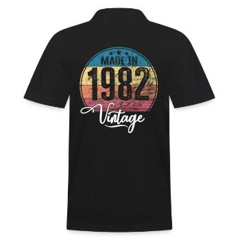 Vintage Made in 1982 Geburtsjahr 1982 Geburtstag - Männer Poloshirt - Schwarz - Hinten - Kai (181cm)