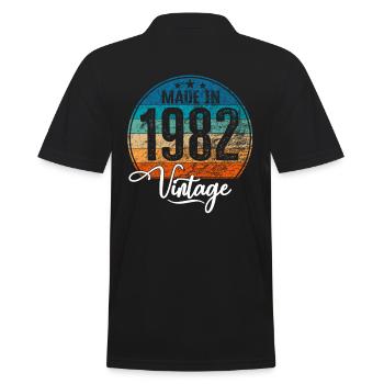 Vintage Made in 1982 Geburtsjahr 1982 Geburtstag - Männer Poloshirt - Schwarz - Hinten - Kai (181cm)