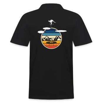 Retro Känguru springt auf Trampolin - Männer Poloshirt - Schwarz - Hinten - Kai (181cm)